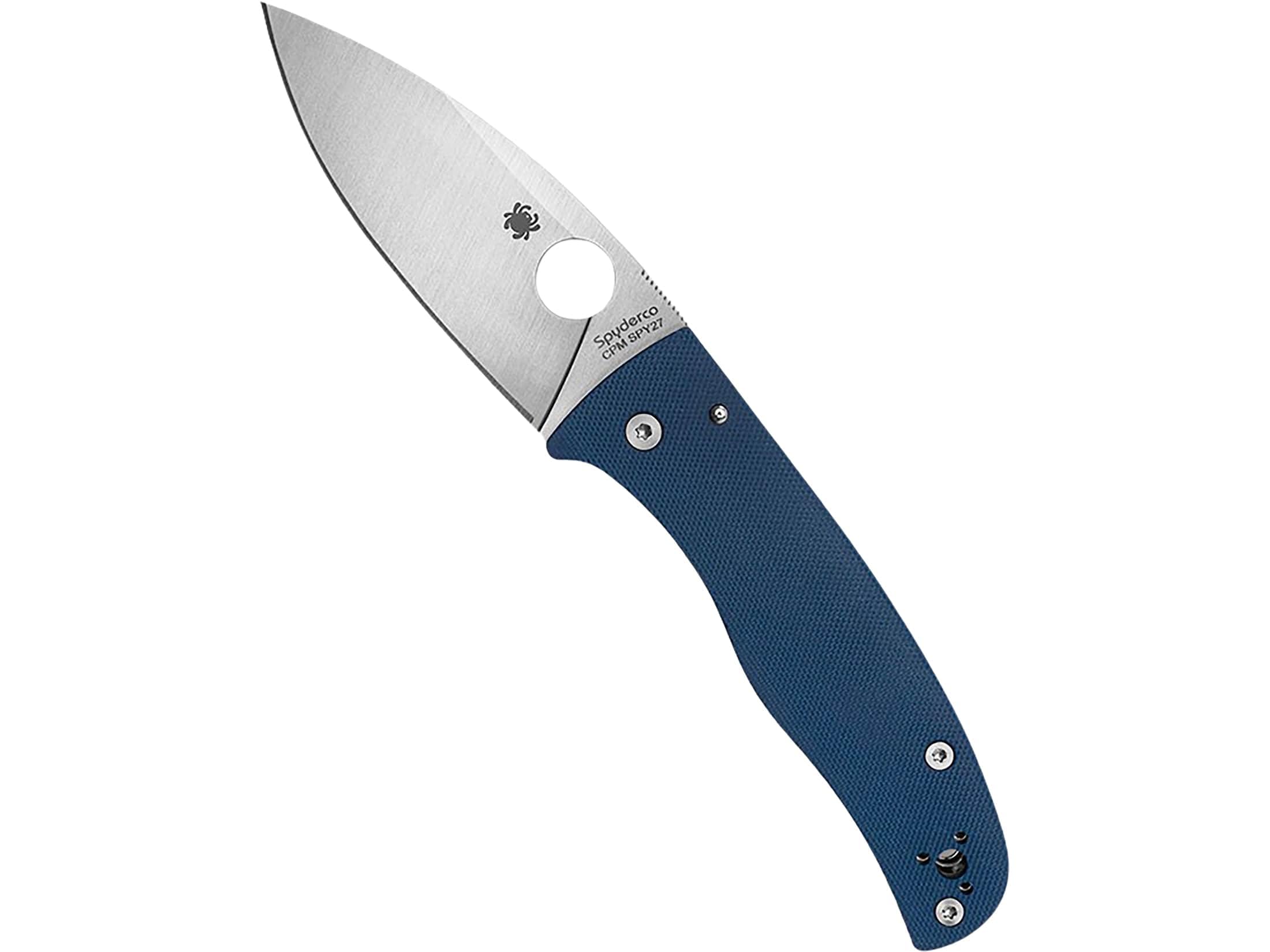 Spyderco Bodacious Pocket Knife 3.63" Drop Point CPM-SPY27 Satin Blade Blue G-10 Handle