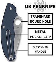 Spyderco UK Penknife Folding Utility Pocket Knife with 2.95 Inch CPM SPY27 Steel Blade and Durable G-10 Cobalt Blue Handle - PlainEdge - C94GPCBL