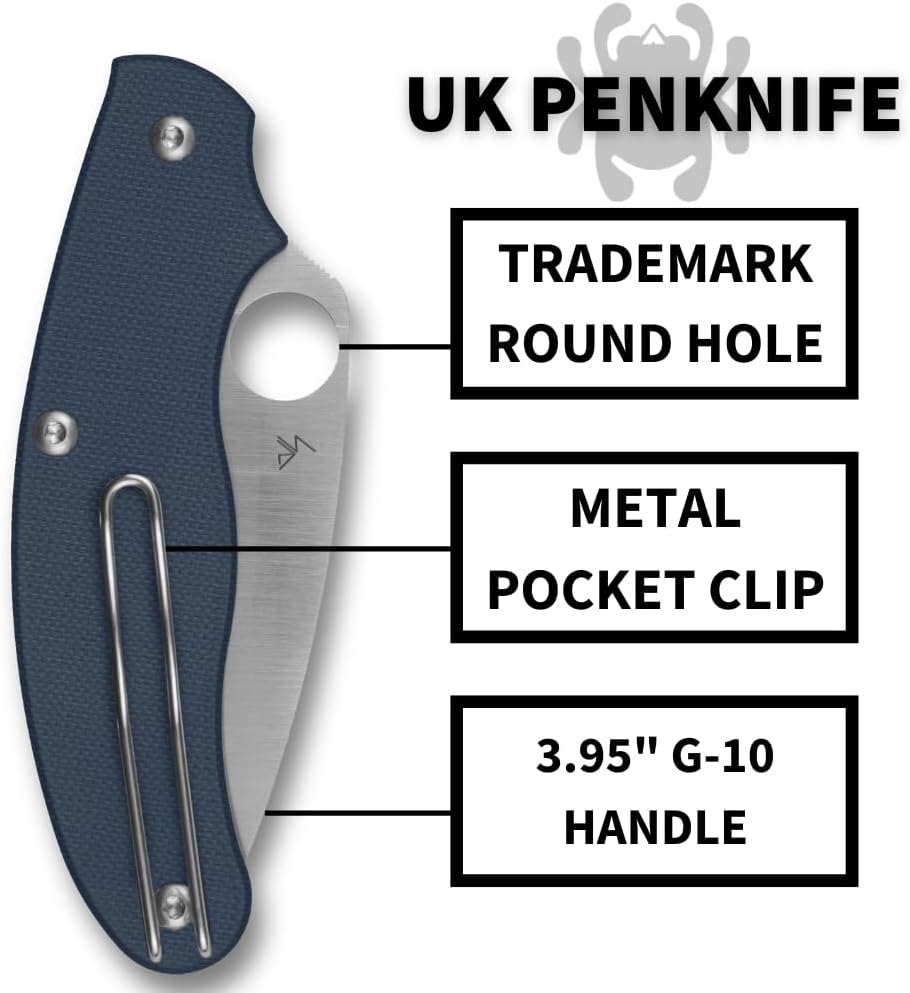 Spyderco UK Penknife Folding Utility Pocket Knife with 2.95 Inch CPM SPY27 Steel Blade and Durable G-10 Cobalt Blue Handle