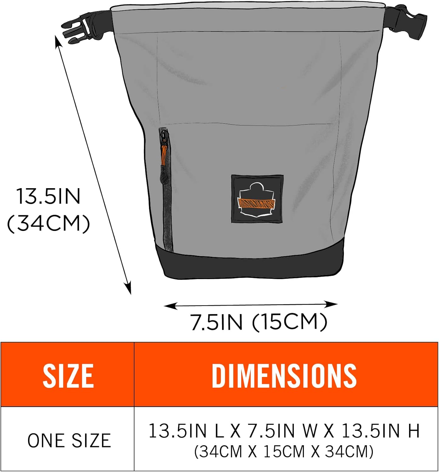 Ergodyne Arsenal 5186 Respirator Mask Storage Bag, Fits Half and Full Face Respirators, Adjustable Roll Top Closure,Gray