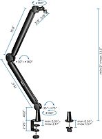 Mount-It! Mic Arm, Microphone Boom Arm, Adjustable Full Motion Mic Desk Mount, for Streaming, Gaming, Podcast, Recording, 3/8" and 5/8" Compatible, Height up to 33.3", Black