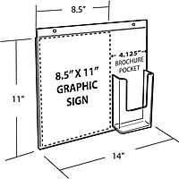 Azar Displays Wall-Mount Brochure Holders With Trifold Pocket, 11inH x 14inW x 1/4inD, Clear, Pack Of 2 Holders