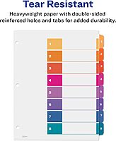 Avery Ready Index Dividers for 3 Ring Binders, Letter-Size, Multicolor, Printable Table of Contents