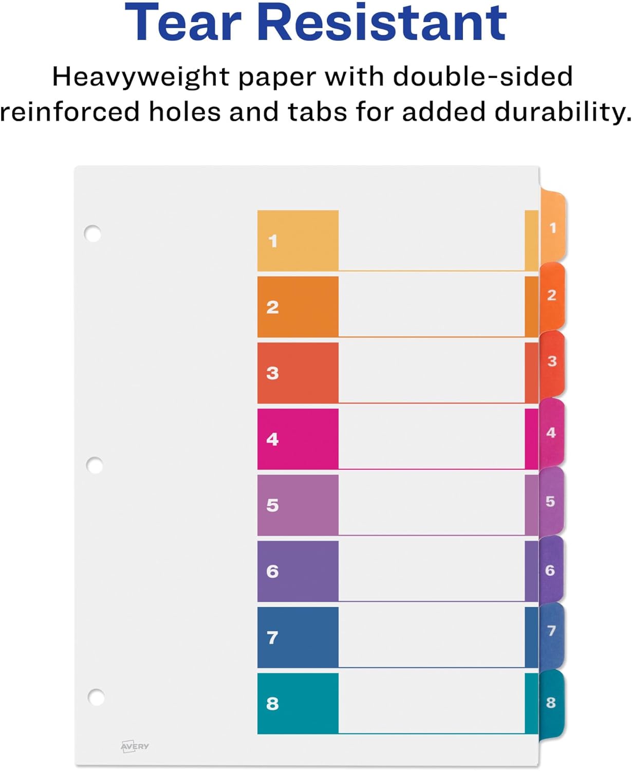 Avery Ready Index Dividers for 3 Ring Binders, Letter-Size, Multicolor, Printable Table of Contents