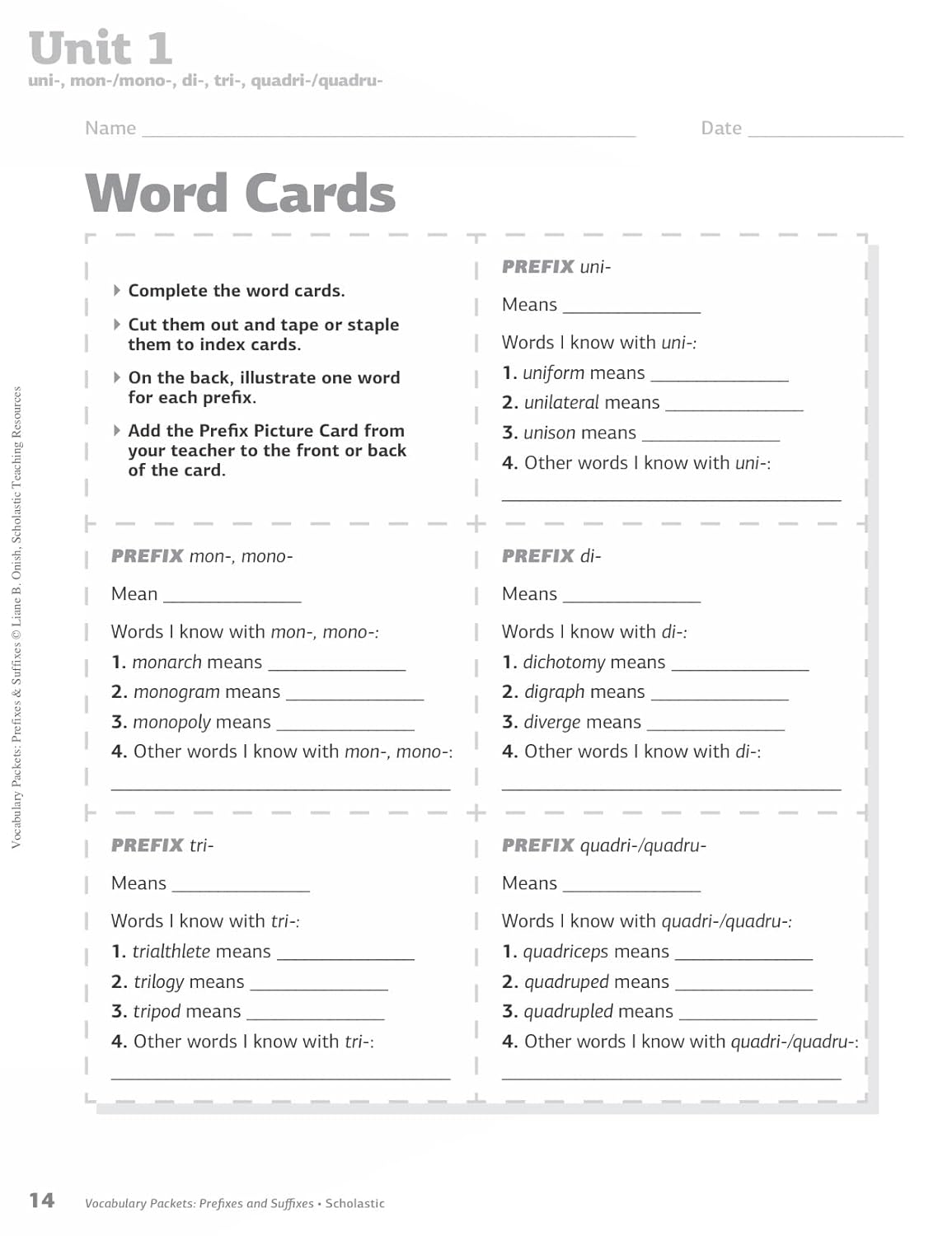 Vocabulary Packets: Prefixes & Suffixes: Ready-to-Go Learning Packets That Teach 50 Key Prefixes and Suffixes and Help