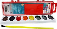 Charles Leonard Semi-Moist Watercolor Paint Set, Oval Pan with Brush, 8 Assorted Colors, 12 Sets