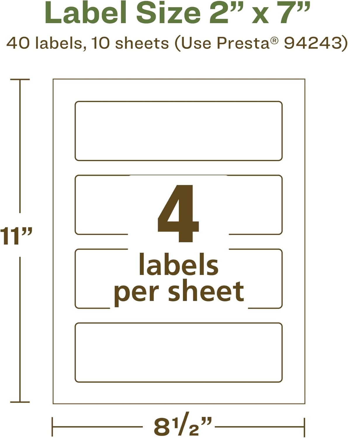Avery EcoFriendly Matte White Recycled Rectangle Labels, 2" x 7", Print-to-The-Edge, Matte White Labels, Permanent Adhesive