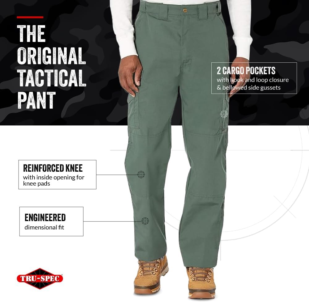 TRU-SPEC 24-7 Original Tactical Pants for Men - Water-Resistant Cargo Work Pants with Concealed Carry and Knee Pad Openings