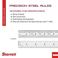 Starrett Spring Tempered Steel Rule with Satin Chrome Finish