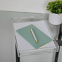 Martha Stewart Brody Acrylic Letter Tray, Letter Organizer Desk Tray, File Organizer Tray for Magazines, Folders, Notebooks, Desk Accessories, 12.75" x 8.75", Clear