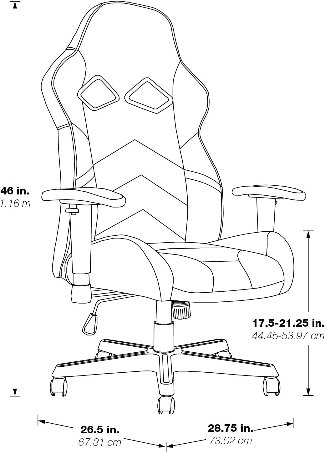 OSP Home Furnishings Vapor Ergonomic Adjustable High Back Faux Leather Gaming Chair with Coil Spring Seat and Integrated