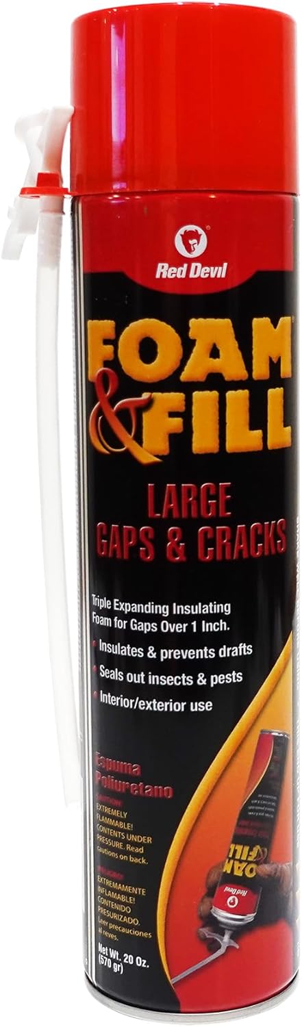 Red Devil 0912 Spray Foam, Fill Large Gaps, Cracks Expanding Insulation Polyurethane Sealant, 20 oz., Off-White