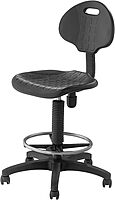 National Public Seating 6700 Series Kangaroo Polyurethane Task Stool, 22 to 32in Seat Height, Black