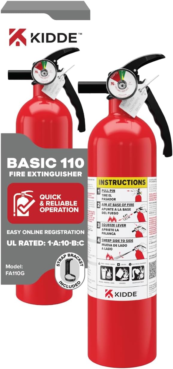 Kidde, FA110G, Multi Purpose Fire Extinguisher for Home, Office, Dorm, Residential, 1A10BC 1 Pack