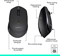 Logitech MK345 Wireless Keyboard and Mouse Combo with Palm Rest, 2.4 GHz USB Receiver, Compatible with PC, Laptop