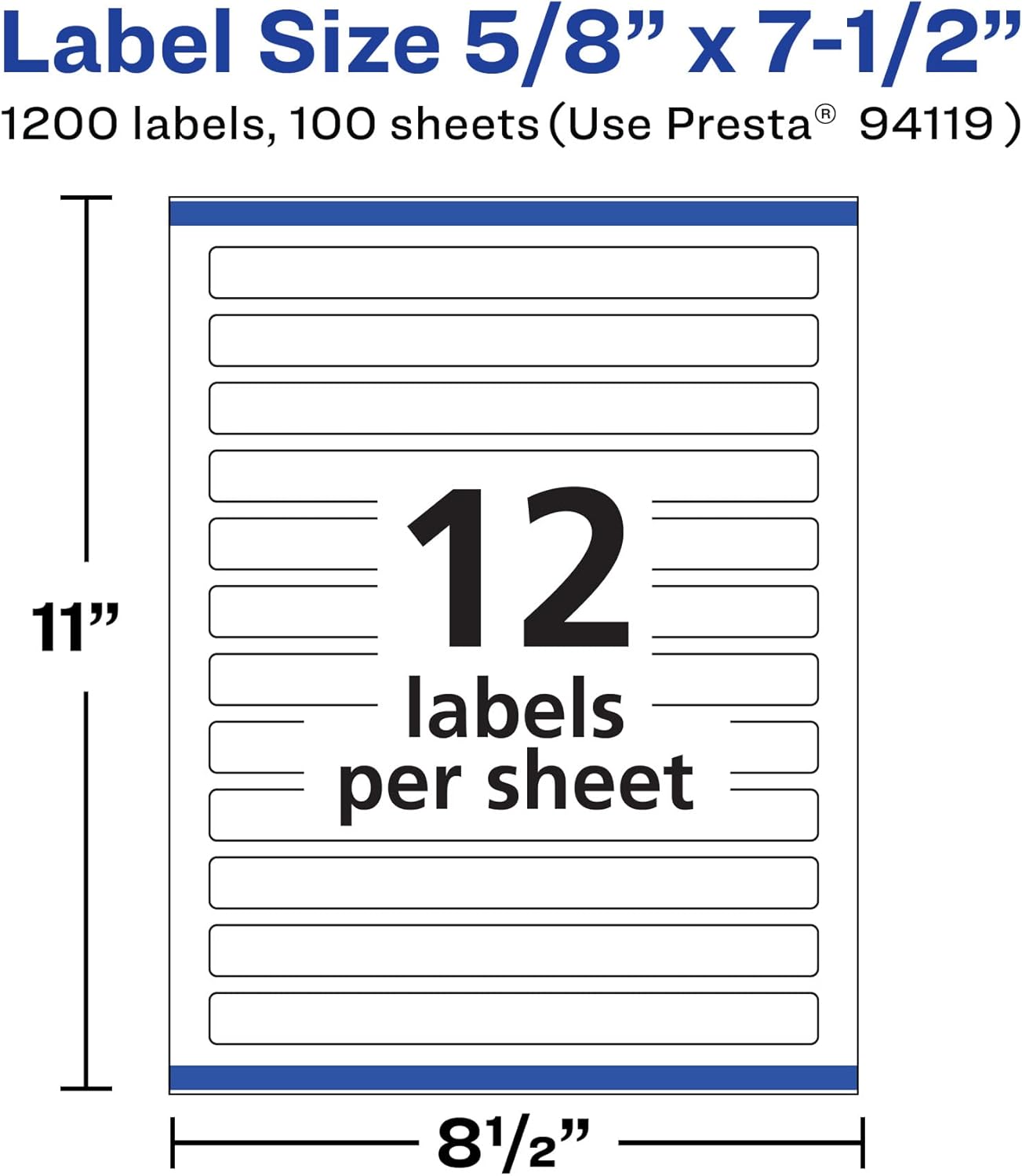 Avery Matte White Rectangle Labels, Sure Feed Technology, 5/8" x 7-1/2"