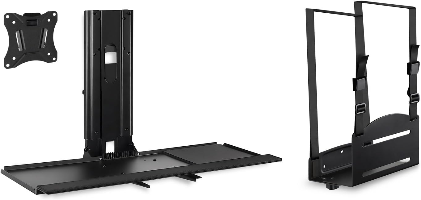Mount-It! Monitor and Keyboard Wall Mount with CPU Holder, 25" Wide VESA Keyboard Tray (MI-7919)