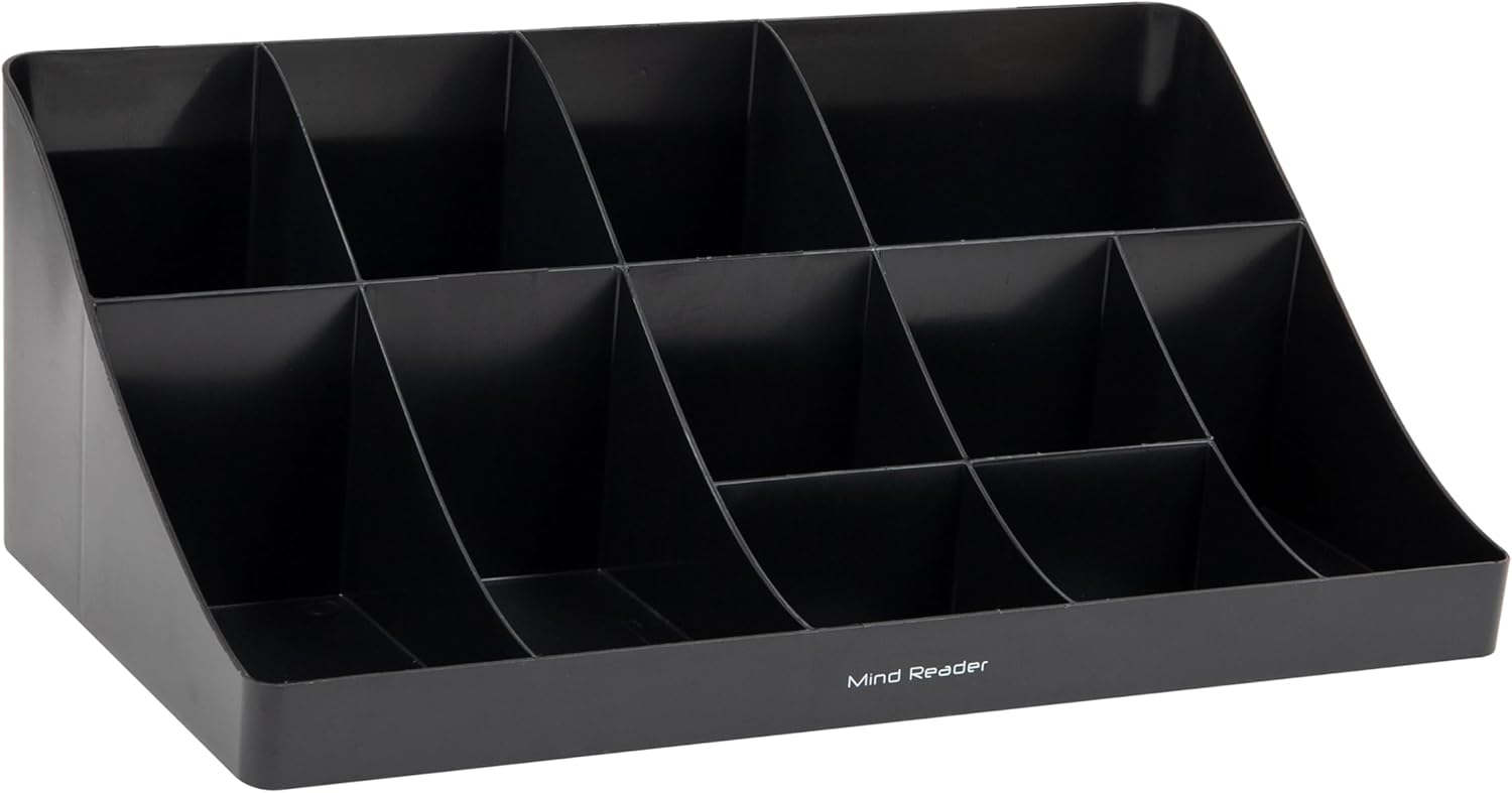 Mind Reader Cup and Condiment Station Countertop Organizer, 11-Compartment