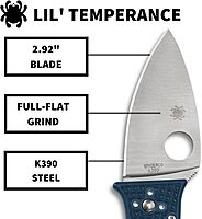 Spyderco Knives Lil Temperance 3 C69PBL3K390 Blue FRN and K390 Steel Pocket Knife