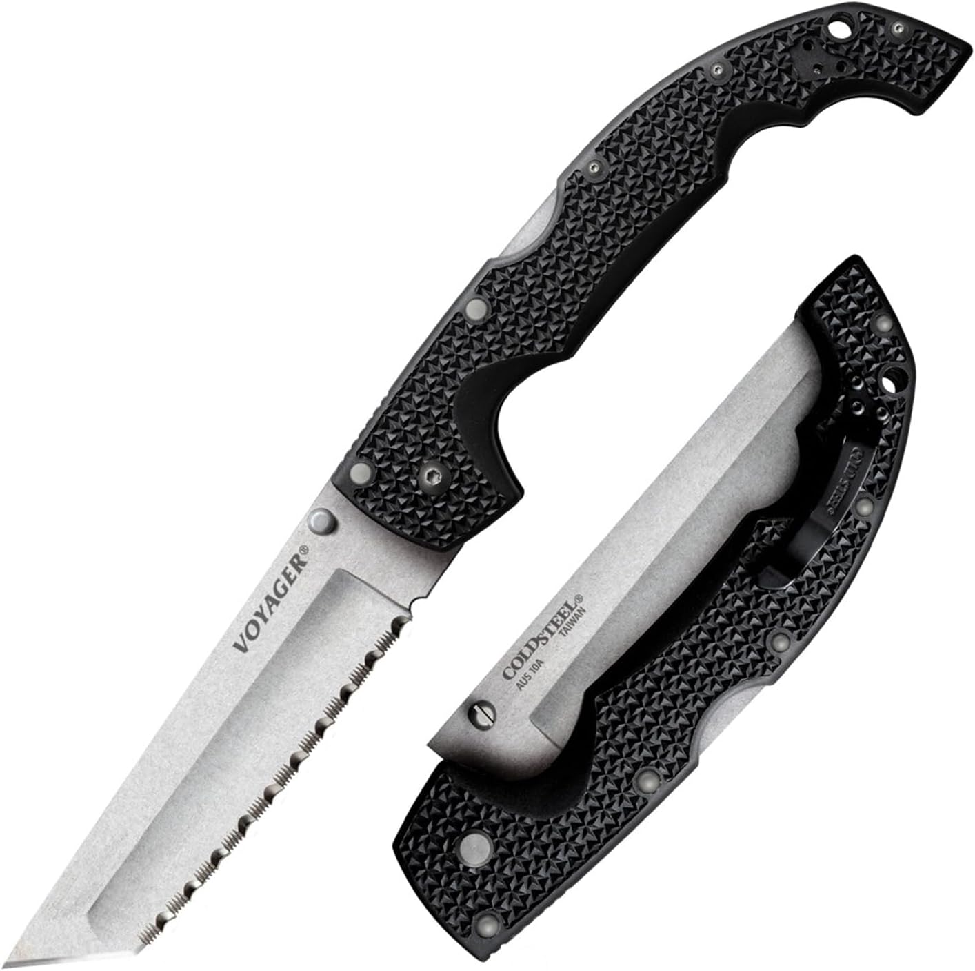COLD STEEL XL Voyager 5.5 AUS10A Tanto Folding Knife with Griv-Ex Handle & Tri-Ad Lock