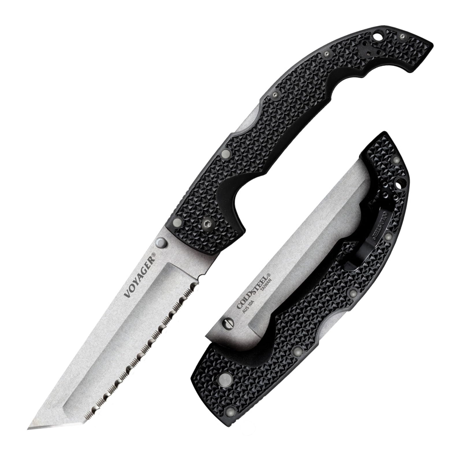 COLD STEEL XL Voyager 5.5 AUS10A Tanto Folding Knife with Griv-Ex Handle & Tri-Ad Lock