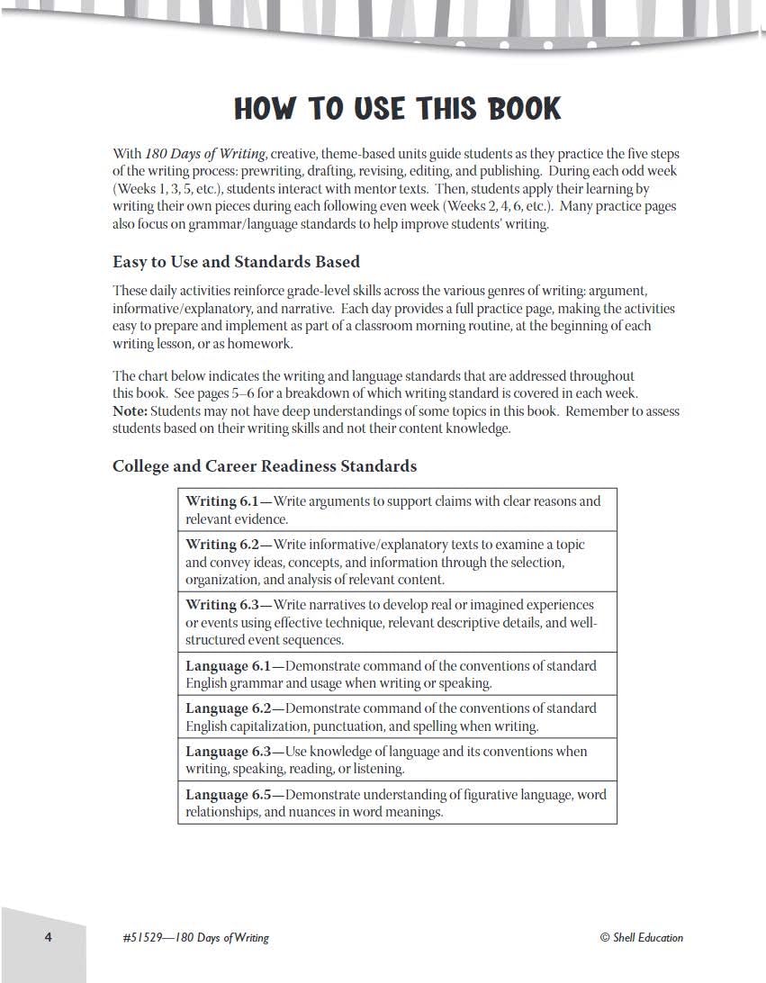 180 Days of Writing for Sixth Grade - An Easy-to-Use Sixth Grade Writing Workbook to Practice and Improve Writing Skills