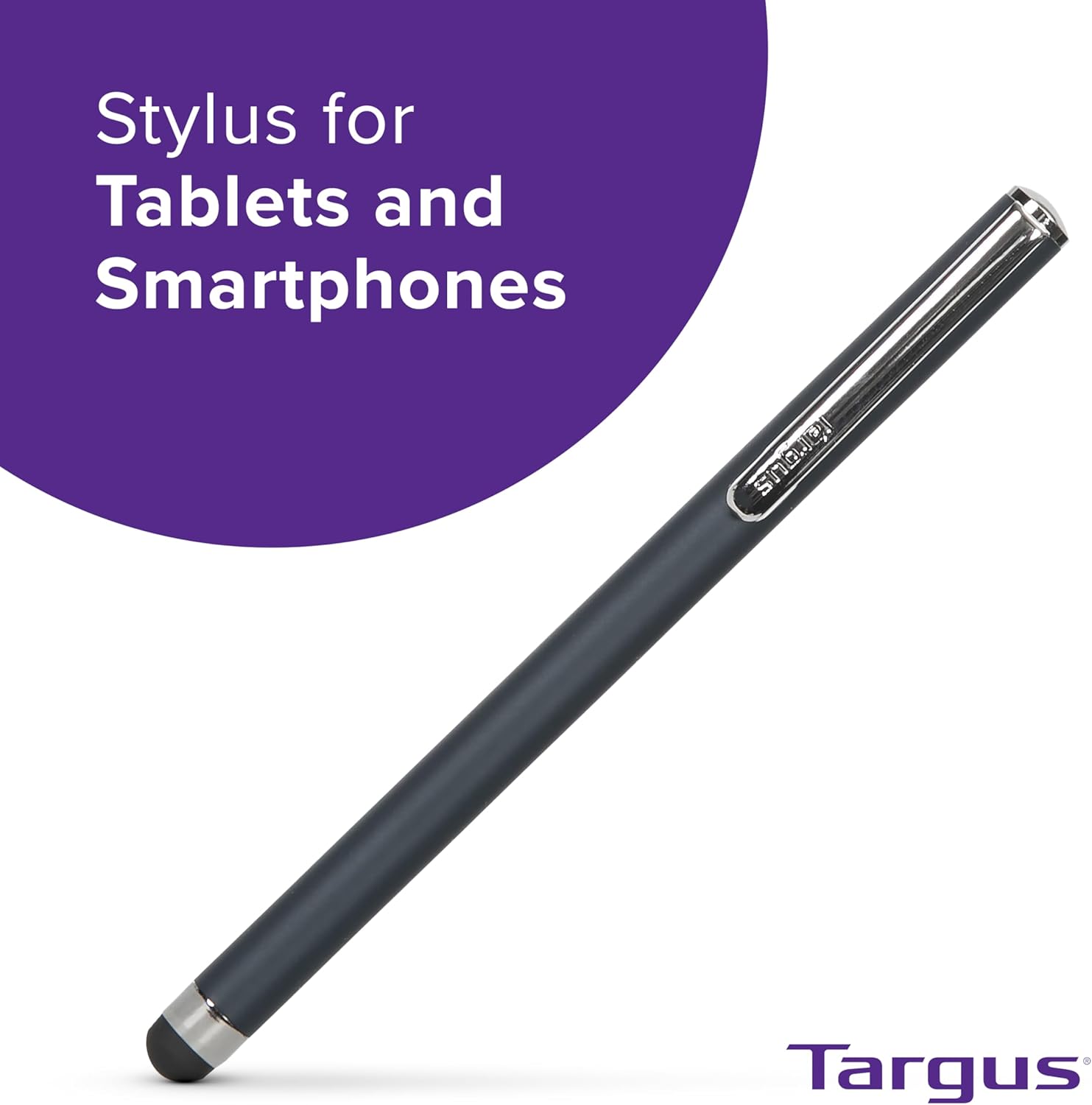 Targus Stylus for iPad, iPhone, iPod, Samsung Tablets, Smartphones and Other Touchscreen Devices, Black (AMM01TBUS)