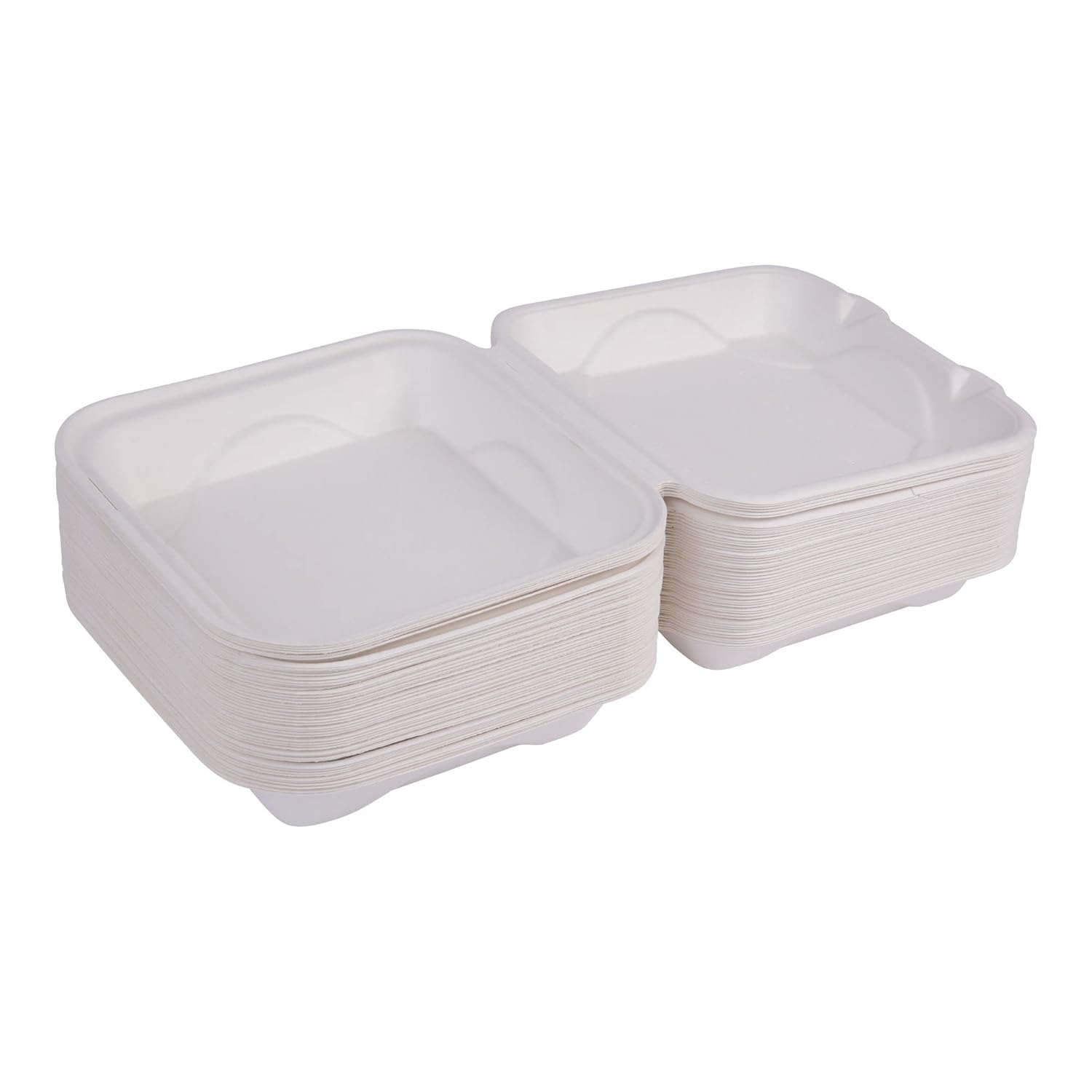Eco-Products Compostable Bagasse Molded-Fiber Hinged Clamshell Containers