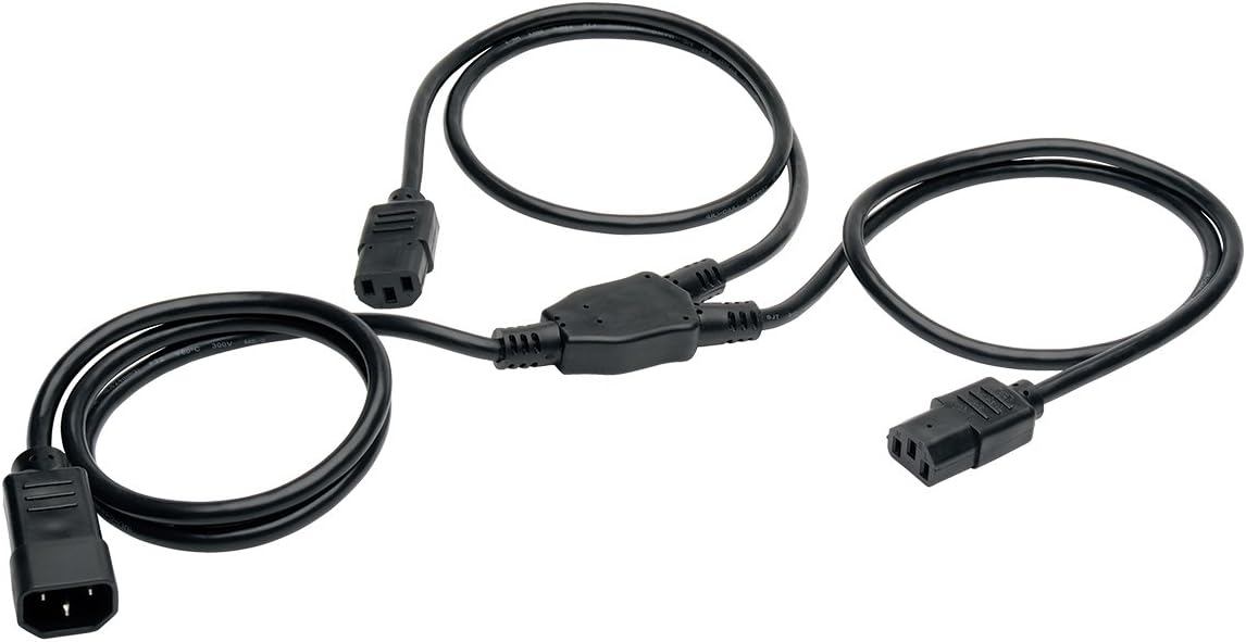 TRIPP LITE C14 to 2×C13 Y-Splitter Power Cord, 6 ft, 18AWG, 10A/250V - P004-006-2C13