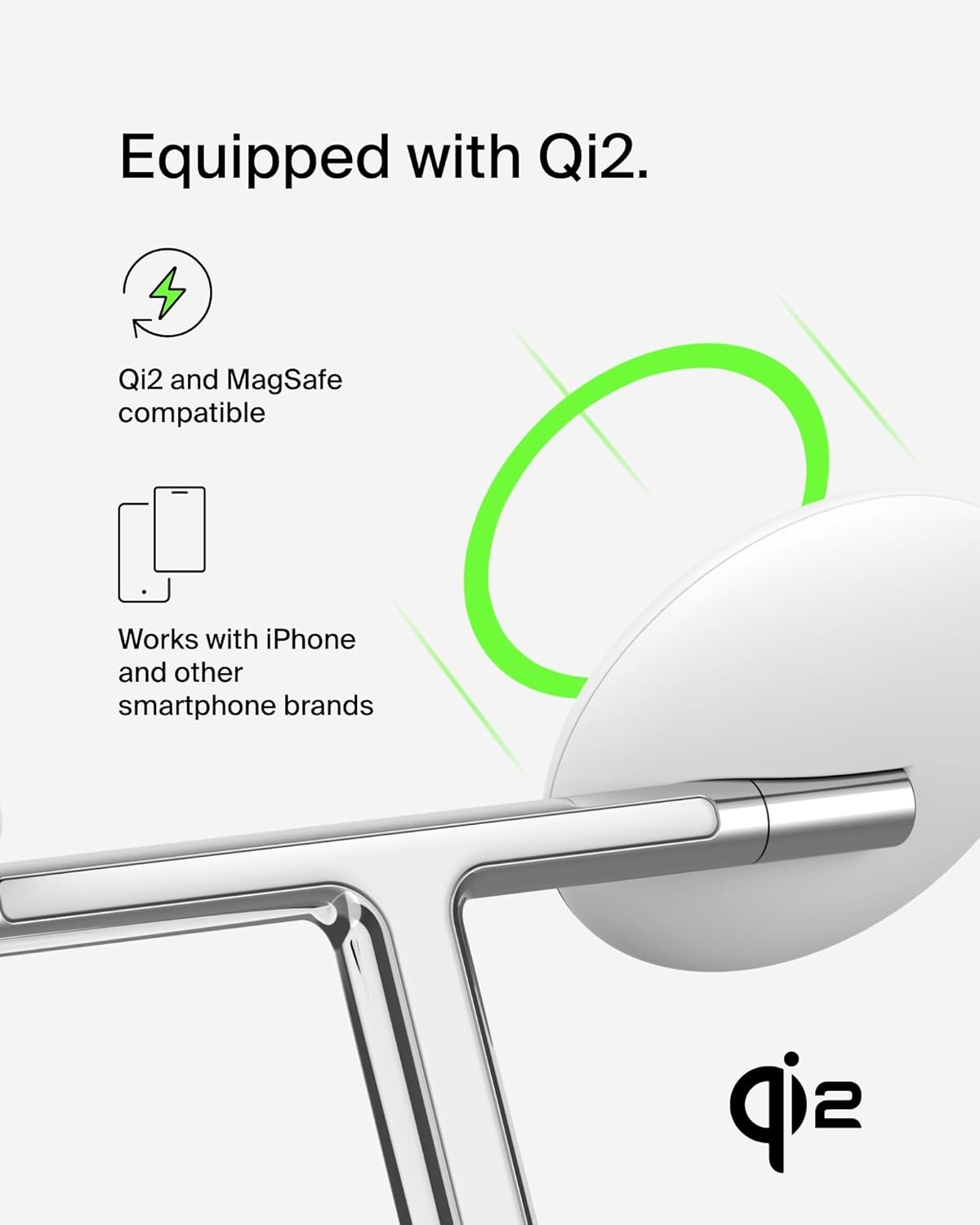 Belkin MagSafe-Compatible 3-in-1 Wireless Charger Stand 15W - Qi2-Certified Gen 2