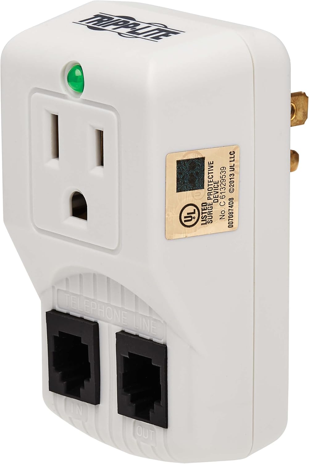 Tripp Lite 1 Outlet Portable Surge Protector Power Strip, Direct Plug in, Tel/Modem Protection
