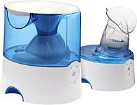 Crane EE-5202 2-in-1 Warm Mist Humidifier & Personal Steam Inhaler, 0.5 Gal, Blue/White
