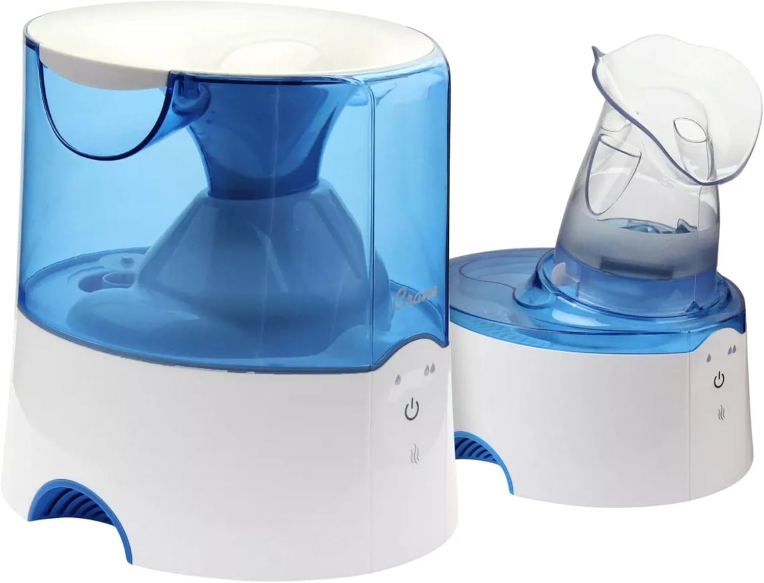Crane EE-5202 2-in-1 Warm Mist Humidifier & Personal Steam Inhaler, 0.5 Gal, Blue/White