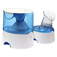 Crane EE-5202 2-in-1 Warm Mist Humidifier & Personal Steam Inhaler, 0.5 Gal, Blue/White