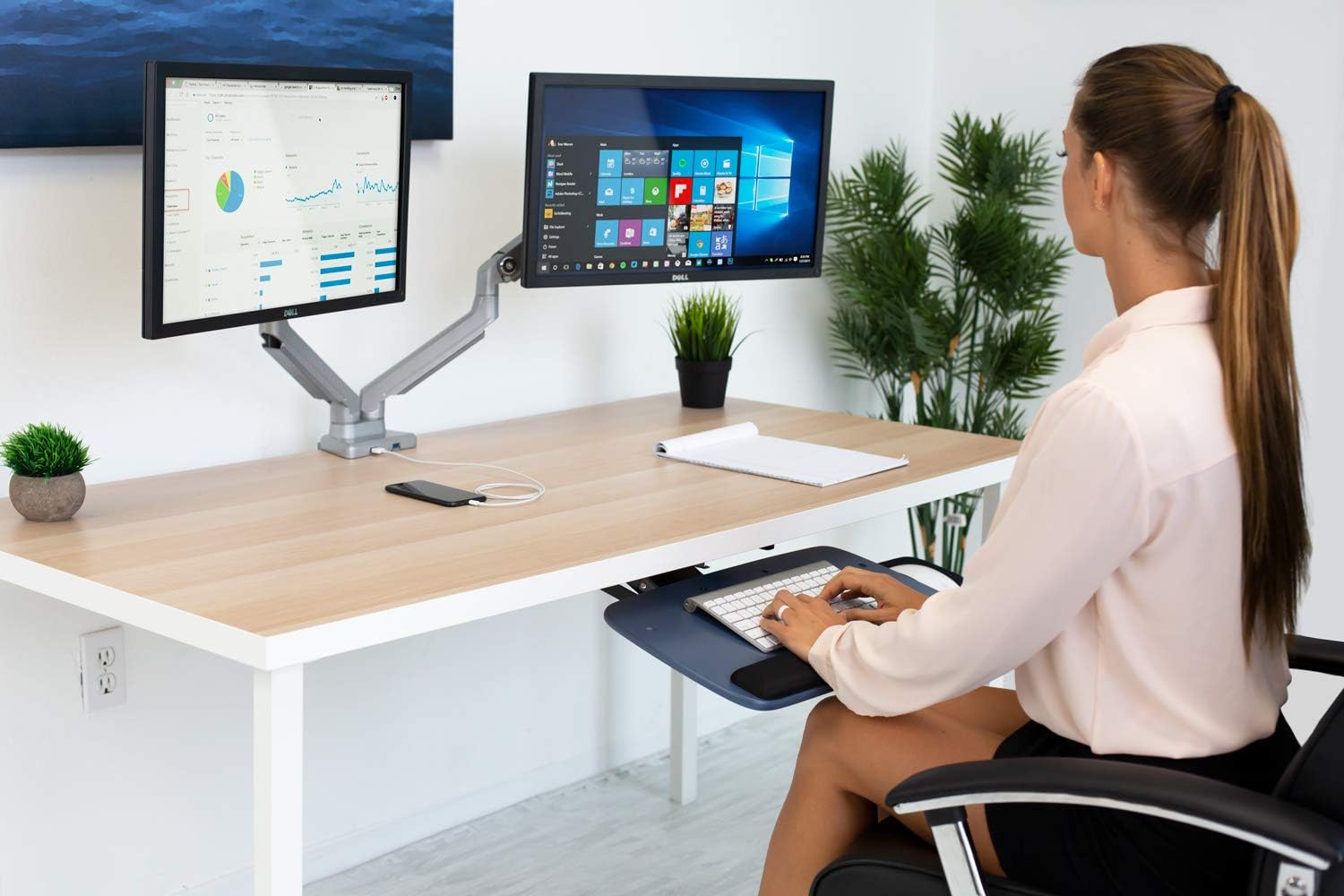 Mount-It! Under Desk Keyboard Tray, Adjustable Keyboard and Mouse Drawer Platform with Ergonomic Wrist Rest Pad