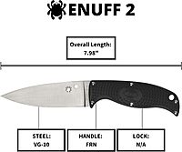 SPYDERCO Enuff 2 Fixed Blade Knife with FRN Handle and Polymer Sheath