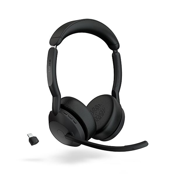 Jabra Evolve2 55 Stereo Wireless Headset - AirComfort, Noise-Cancelling Mics & Active Noise Cancellation