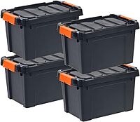 IRIS Heavy Duty Plastic Storage Bins with Durable Lid and Secure Latching Buckles (22 qt. - 4 Pack)