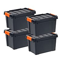 IRIS Heavy Duty Plastic Storage Bins with Durable Lid and Secure Latching Buckles (22 qt. - 4 Pack)