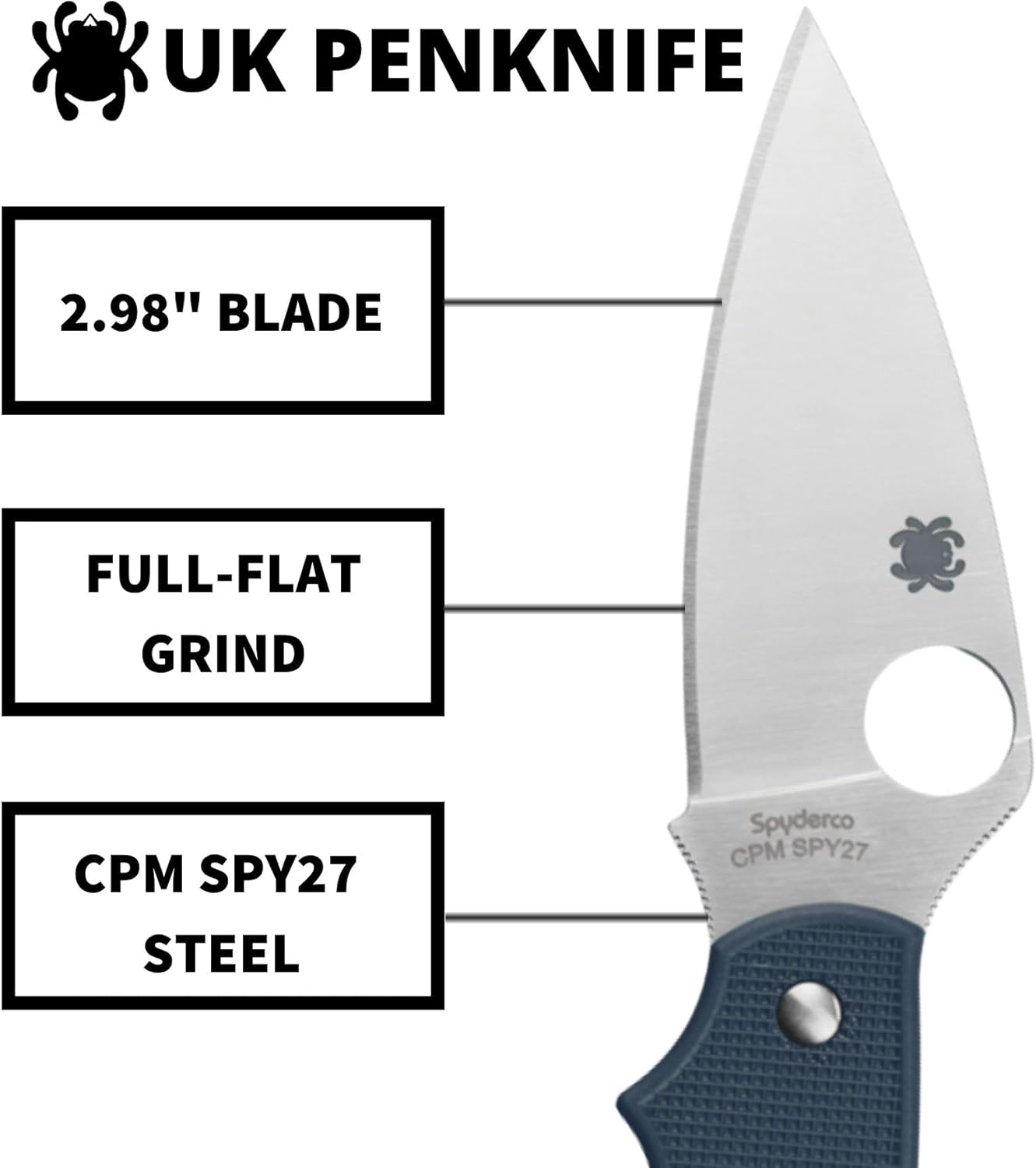 Spyderco UK Pen SlipIt C94PCBL Cobalt Blue FRN CPM-SPY27 Stainless Pocket Knife