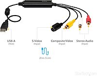 StarTech.com USB Video Capture Adapter Cable - S-Video/Composite to USB 2.0 SD Video Capture Device Cable - Twain Support - Analog to Digital Converter for Media Storage - Windows Only (SVID2USB232)
