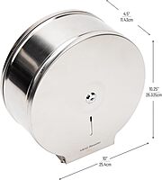 Mind Reader Toilet Paper Dispenser, Wall Mount, Lock with Key, Restroom, Stainless Steel, 10"L x 10.25"W x 4.5"H