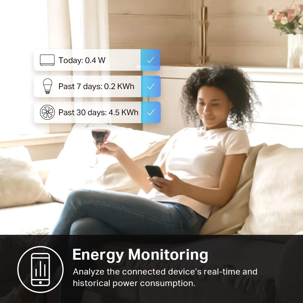 Kasa Smart Plug Mini with Energy Monitoring, Smart Home Wi-Fi Outlet Works with Alexa, Google Home & IFTTT
