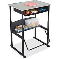 SAFCO AlphaBetter Adjustable-Height Student Desk with Book Box and Swinging Pendulum Footrest, 28 x 20