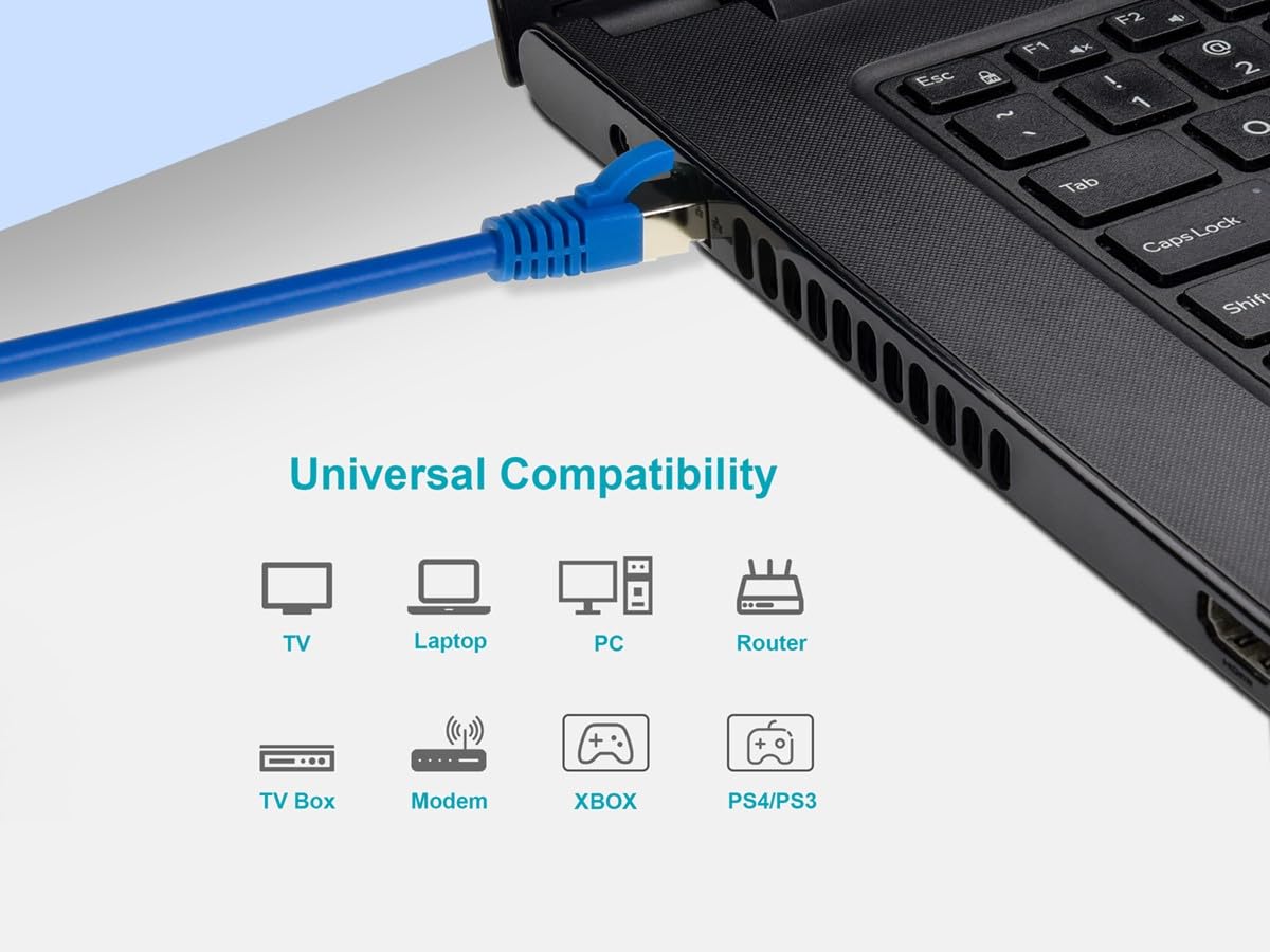 MONOPRICE Cat8 Patch Cable - Double Shielded (S/FTP), 28AWG, 2GHz, 40Gbps, Pure Bare Copper, Snagless RJ45