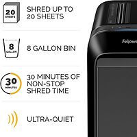 Fellowes LX 220 100% Jam Proof Micro-Cut 20-Sheet Shredder, Black, 5015401