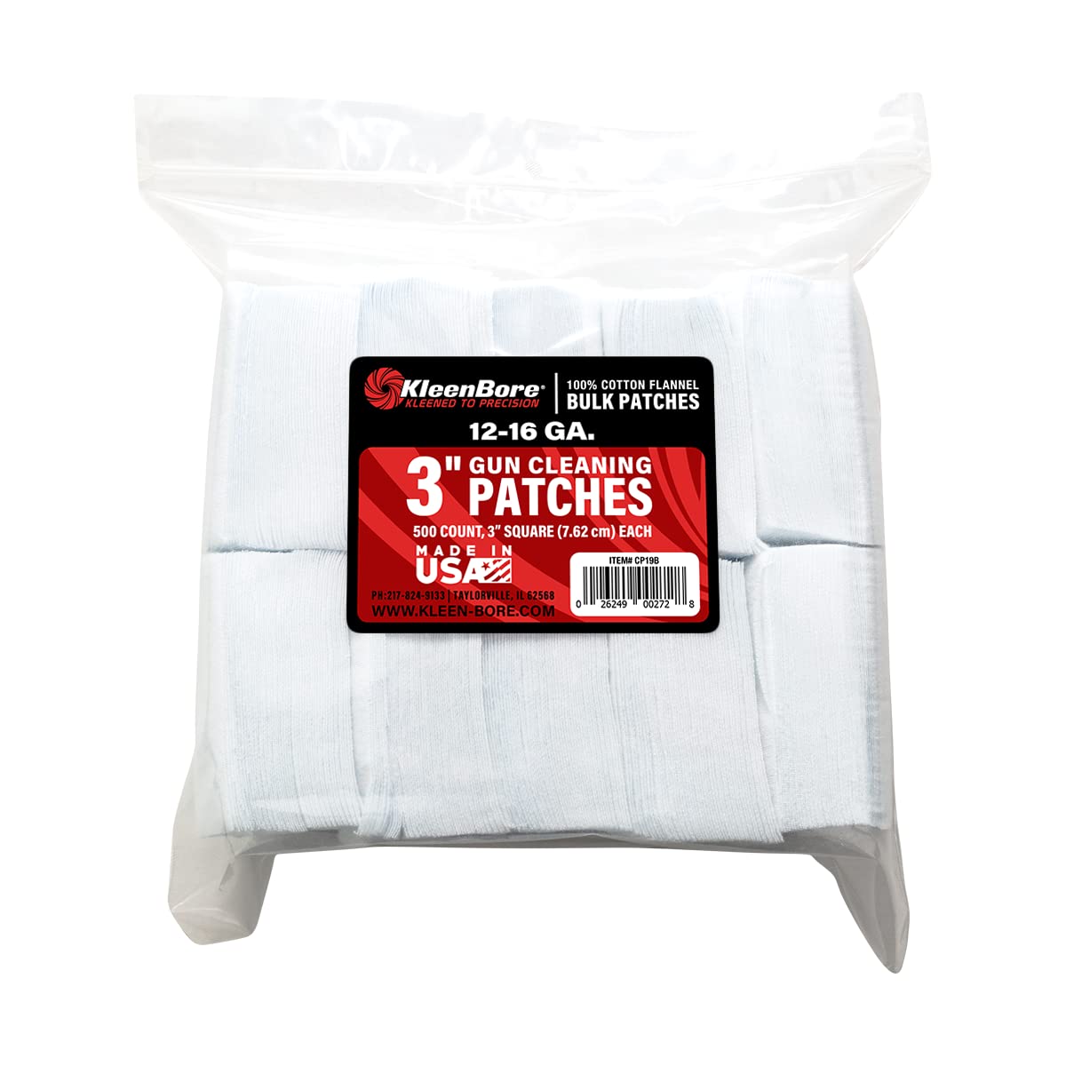 KleenBore 3” 12-16 Gauge Cleaning Patches (500PK)