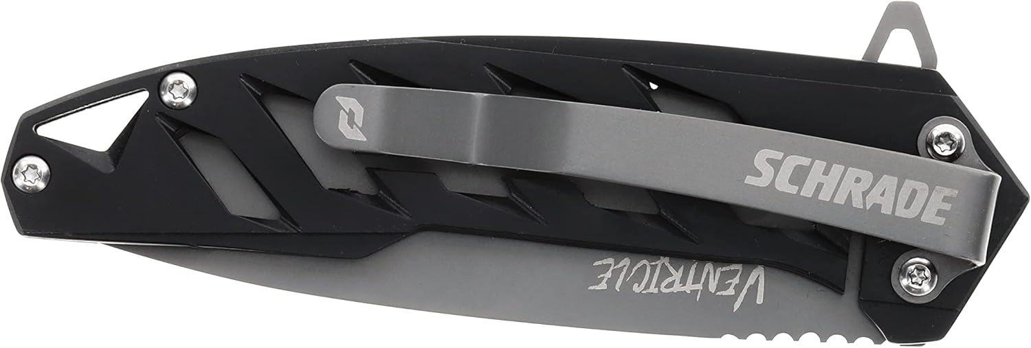 Schrade Delta Class Ventricle Tanto Folder 7in with 3in AUS-10 Steel Blade and Aluminum Handle for EDC