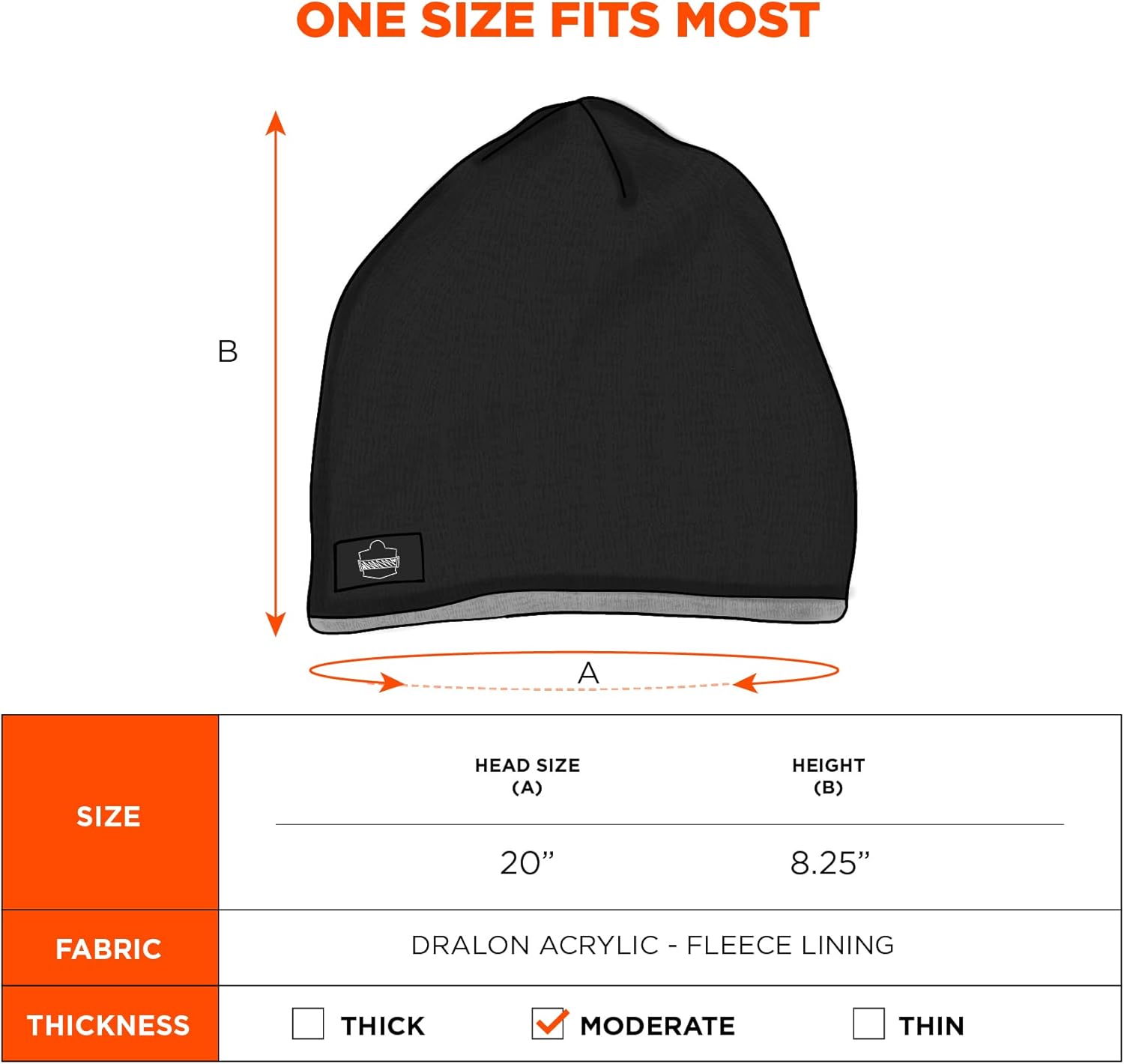 Ergodyne - 16818 N-Ferno 6818 Insulated Thermal Knit Beanie Hat,Black