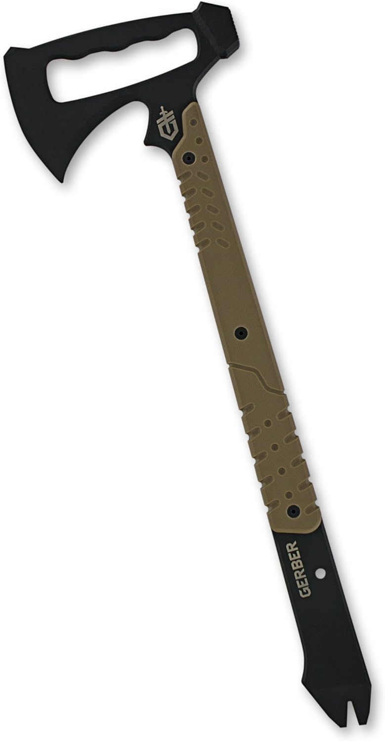 Gerber Gear Downrange Tactical Tomahawk Survival Multitool, Made in USA Camping Axe with Hammer Head and Steel Pry Bar